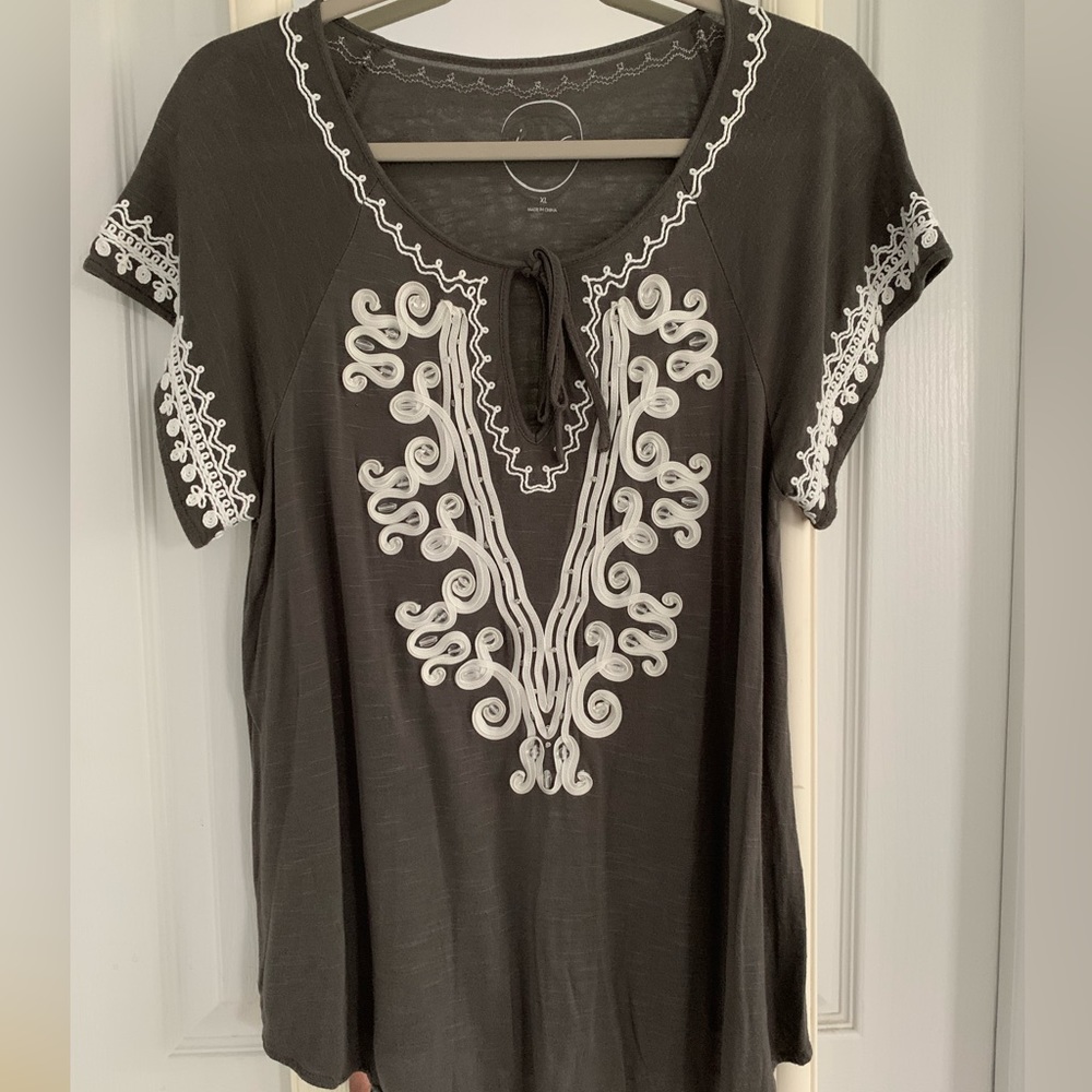 INC. Women’s gray, white ribbon detailing and crystal embellishments, X-Large
